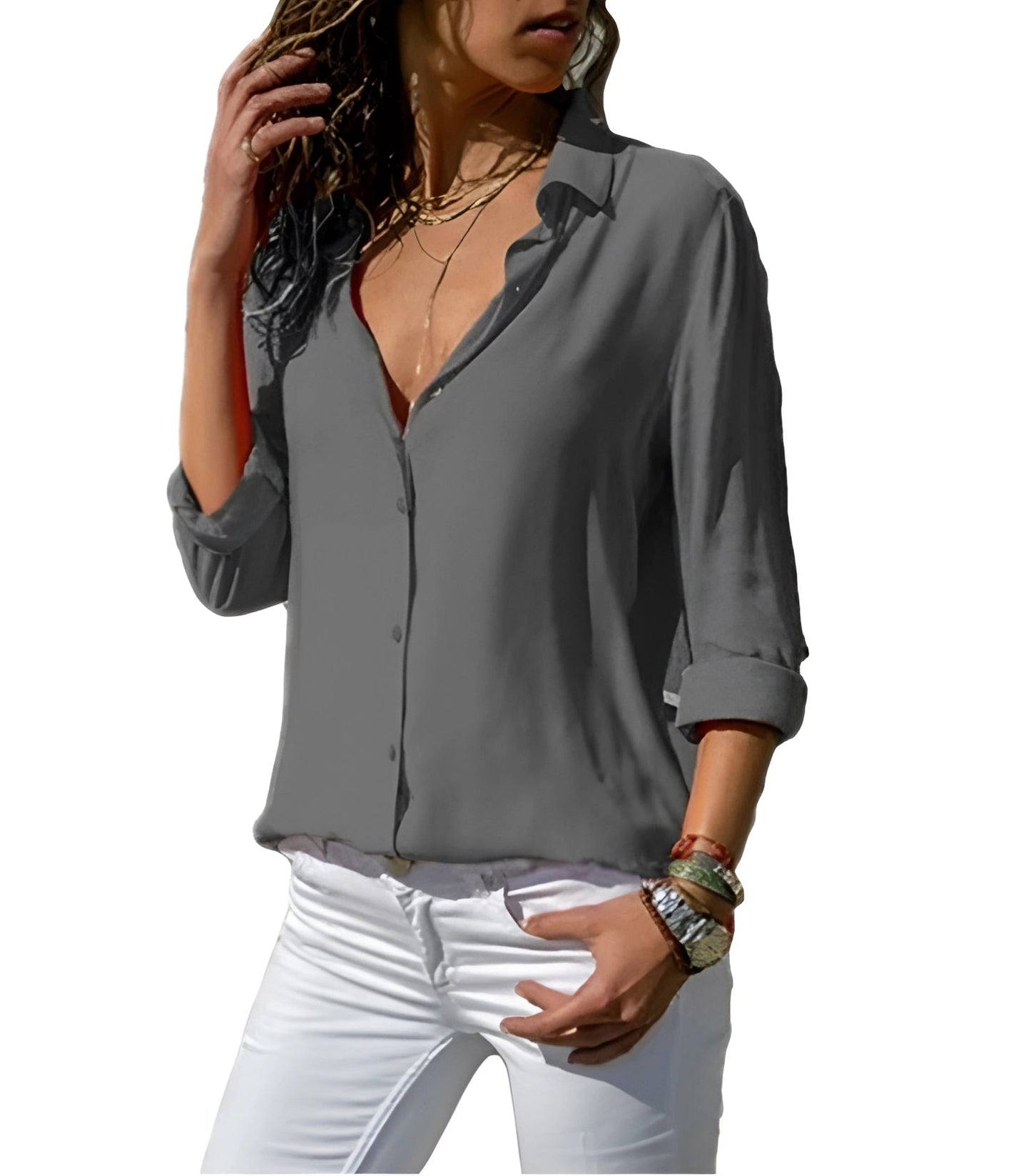 Women's blouse with button placket