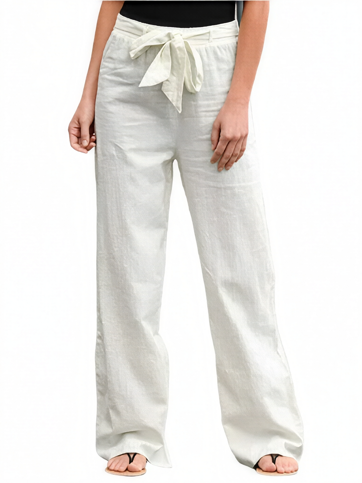 Women's pants with tie belt